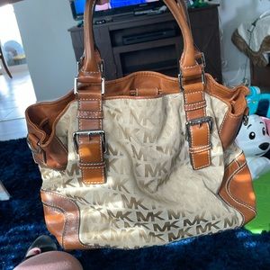 Michael Kors Jacquard Logo Handbag Drawstring Purse